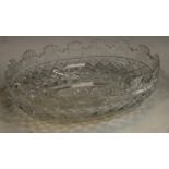 A Waterford Kennedy pattern oval bowl, hobnail and strawberry cut, castellated rim,