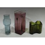 A Czechoslovakian Exbor studio glass knobbly fluid form vase, designed by Pavel Hlava, in sea green,