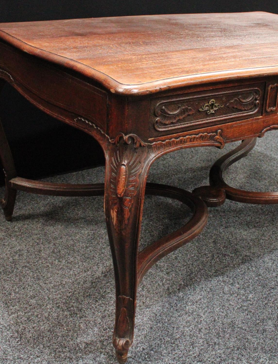 A Louis XV Revival library table, in the French Provincial taste, - Image 2 of 6