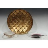 A large Murano circular glass bowl, the reverse in moulded gilded chequer board pattern,