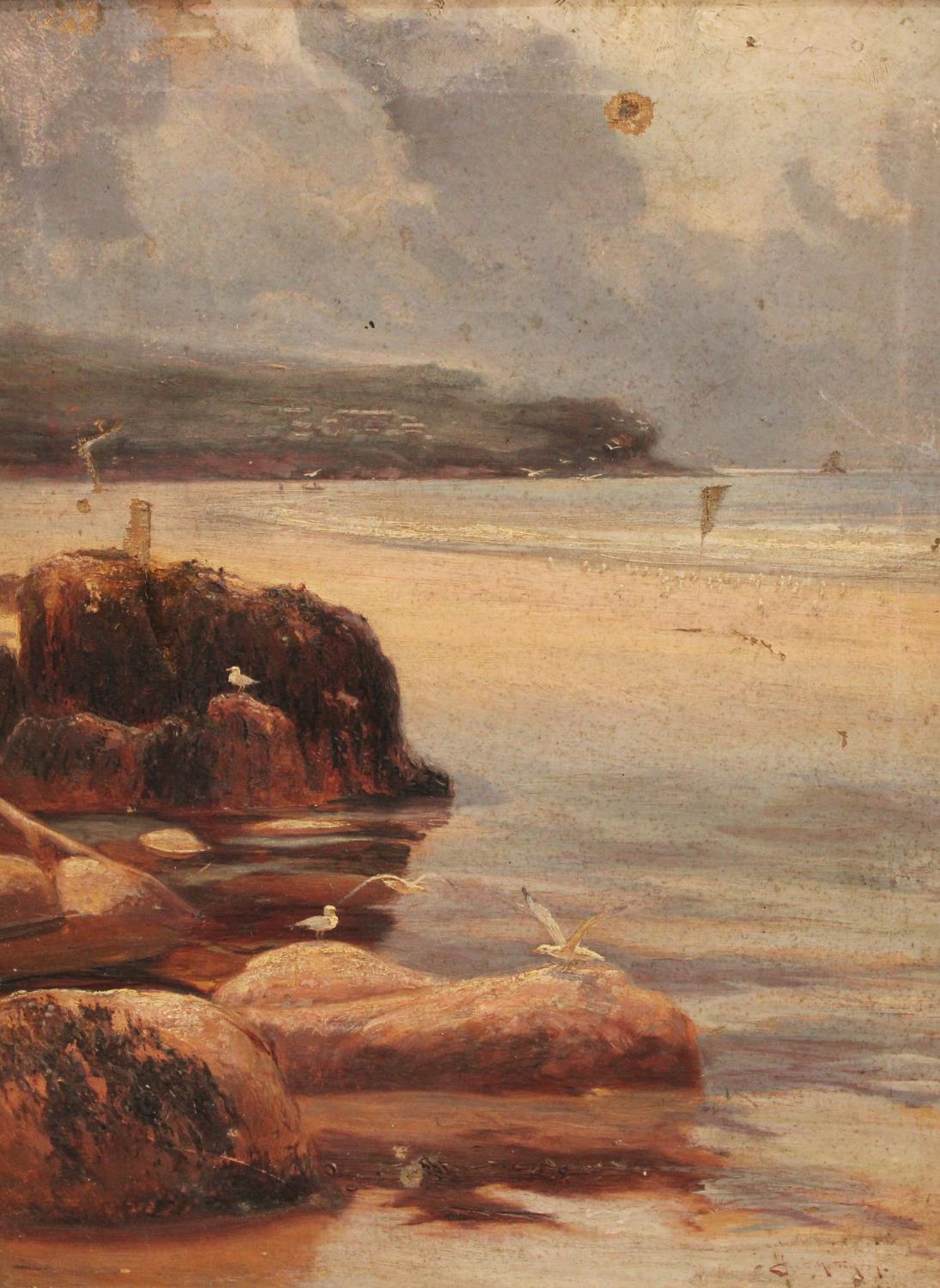 Charles Sim Mottram (1876 - 1919) Seagulls on the Coast signed, oil on canvas, 44.5cm x 33.