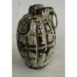 World War II - an inert No 36 Practice Grenade, the white painted body with holes,