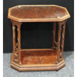 An Art Deco period walnut lozenge shaped low sitting room table,