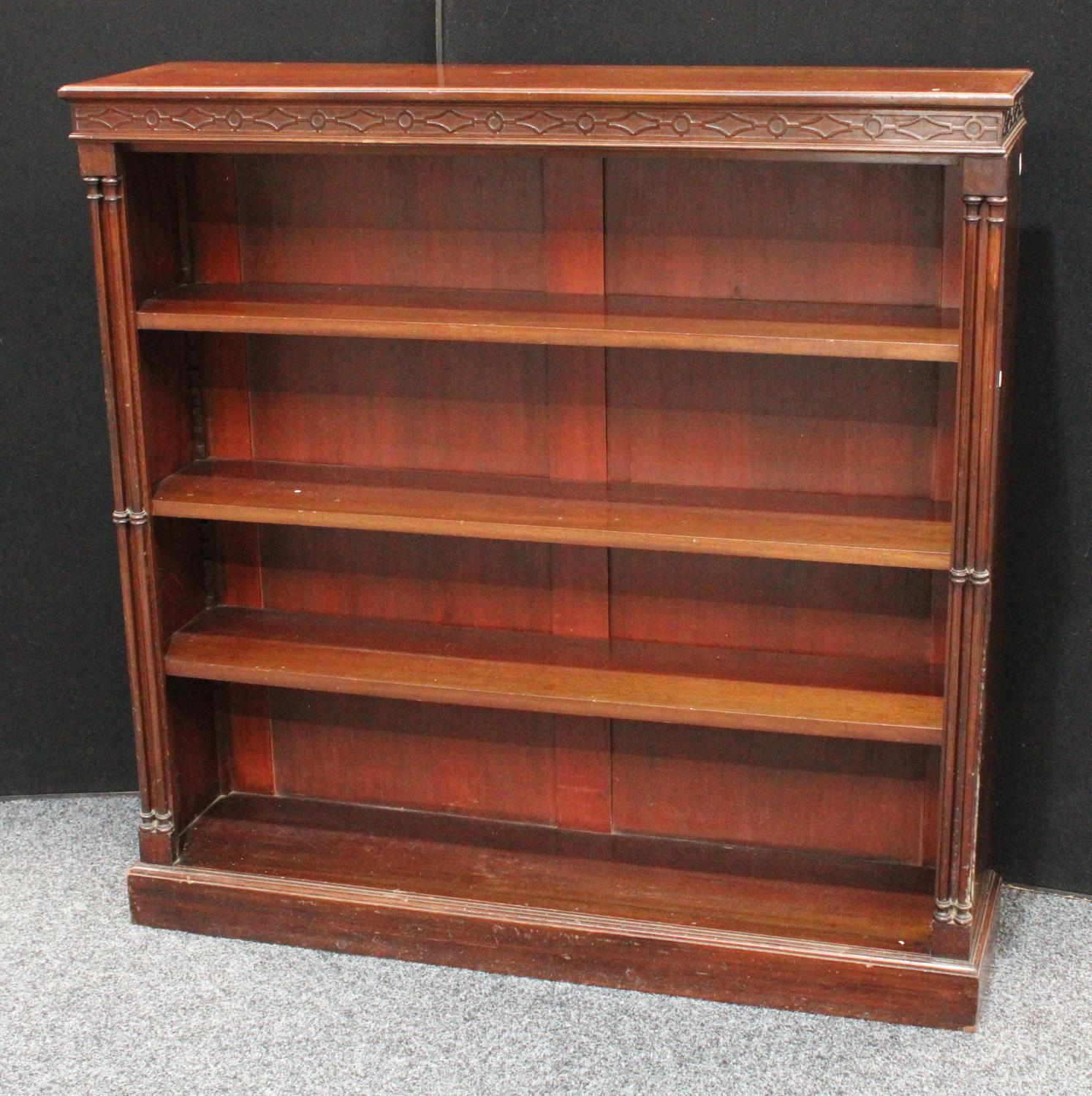 A Chippendale Revival mahogany open bookcase,