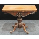 A William IV rosewood D-shaped card table,