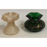 A Bohemian Kralik glass opalescent vase, of compressed ovoid form with flared rim,