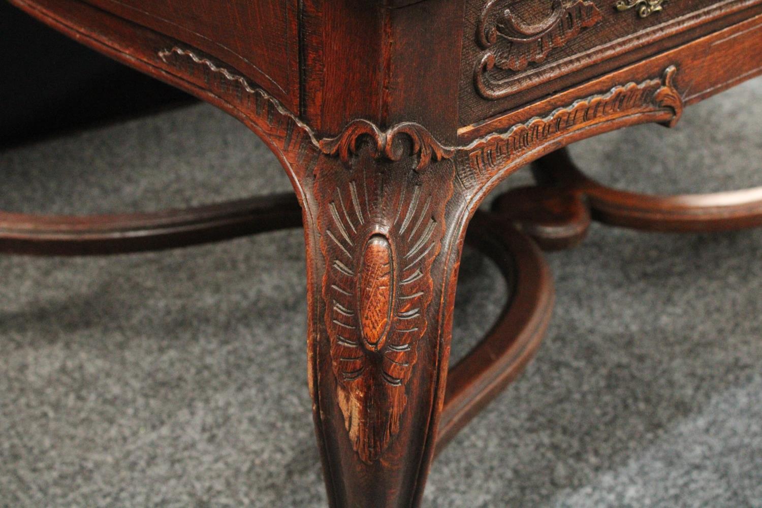 A Louis XV Revival library table, in the French Provincial taste, - Image 6 of 6