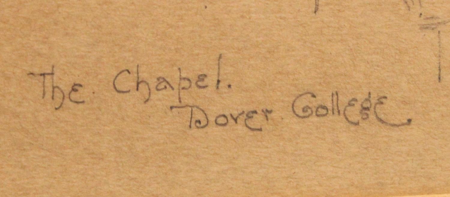 Howard Penton (1882 - 1960) The Chapel, Dover College fine pencil sketch, signed, dated 1906, - Image 2 of 4