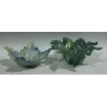 A Murano Lavorazione splash dish, in swirls of subtle blue, green and yellow, 31cm wide,