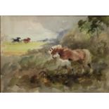 Giulio Falzoni (Italian, 1900-1978) Wild Horses signed, inscribed to verso, watercolour,