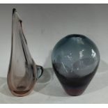 A Czechoslovakian studio glass ovoid vase in the manner of Miloslav Klinger for Zelezny Brod Sklo,