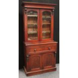 A Victorian mahogany secretaire library bookcase,