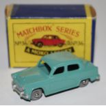 Matchbox Regular Wheels 36a Austin A50 - light turquoise, silver trim,