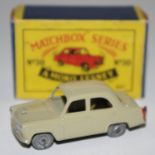 Matchbox Regular Wheels 30a Ford Prefect - fawn body (green-brown) with silver trim,