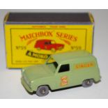 Matchbox Regular Wheels 59a Ford Thames "Singer" Van - Stanndard Code 2 pale green, silver trim,