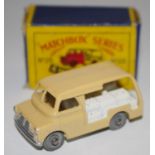 Matchbox Regular Wheels 29a Bedford Milk Delivery Van - light tan body, white crates,