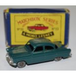 Matchbox Regular Wheels 33a Ford Zodiac - teal blue body, silver trim to front and rear,