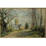 Harry Page (late 20th century) Smalley Church in Springtime, Derbyshire signed in biro to verso,