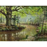 James D Preston A Tranquil Walk signed, oil on canvas,