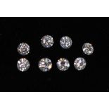 A set of eight brilliant cut loose diamonds, each approx. 0.