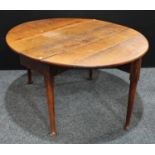 A late George II/early George III oak gateleg table, elliptical top with fall leaves,