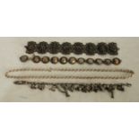 Jewellery - an Indian silver bracelet; a coin bracelet; charm bracelet;