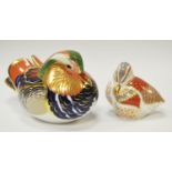 A Royal Crown Derby paperweight, Mandarin Duck, printed marks to base, first quality,
