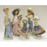 Five Lladro figures including two Collectors Society with impressed marks and '7650' and 7676 with