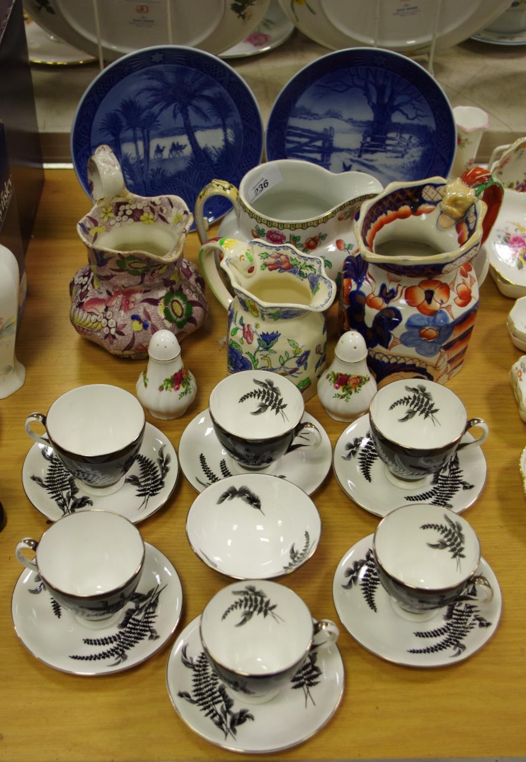 Decorative ceramics - Royal Albert teacups and saucers Night and Day pattern,