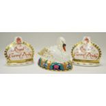 A Royal Crown Derby Porcelain Swan paperweight , printed marks to base,