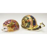 A limited edition Royal Crown Derby paperweight, Garden Snail, printed marks to base, first quality,