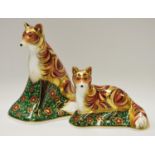 Two Royal Crown Derby limited edition paperweights 'Devonian Vixen' and 'Devonian Fox Cub' both