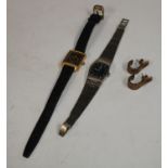 A pair of silver gilt earrings, marked 925; a lady's Tissot stylist wristwatch, stainless steel,