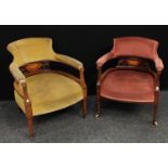 A matched pair of Edwardian drawing room tub chairs,