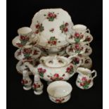 A Hammersley Grandmother's Rose pattern tea set for six, teapot, milk and sugar,