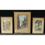 JM Thomas (early 20th c) St Ives signed, watercolour, 31cm x 22cm; two others,