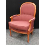 A contemporary French Transitional Louis XV/XVI design arm chair, shallow triple button back,