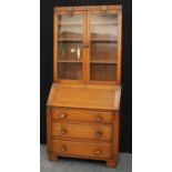 An Art Deco oak bureau bookcase,