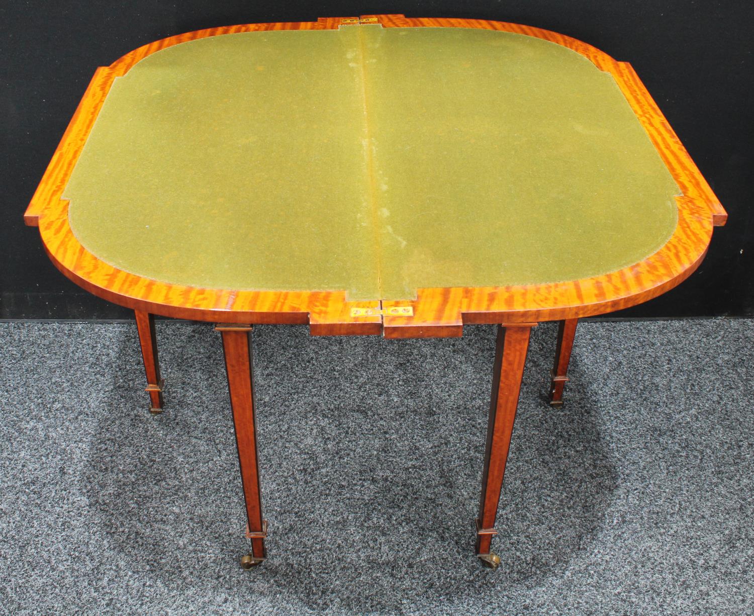 A Sheraton Revival design satinwood card table, - Image 3 of 3