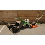 Vintage Grounds Maintenence - a Greens cylinder lawn mower; a Flymo;