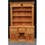 A Farmhouse pine country kitchen dresser, 208.