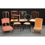 A Victorian slipper chair; a Sheraton Revival mahogany side chair,