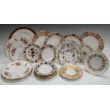 A Royal Crown Derby Royal Antoinette pattern shaped circular dessert plate, 20cm, another tea plate,