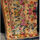 Textiles - a large vintage cut velvet cotton throw,