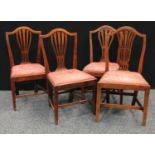 A set of four oak Hepplewhite design dining chairs (4)