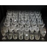 Glassware - cut glass drinking glasses, large wine, brandy, tumblers, etc,