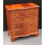 A George III style mahogany serpentine bacherlor's chest,