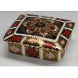 A Royal Crown Derby Imari palette 1128 pattern rectangular box and cover, 12cm wide,