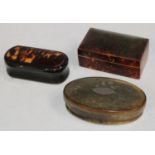 Boxes and Objects - a 19th century horn rounded rectangular snuff box,