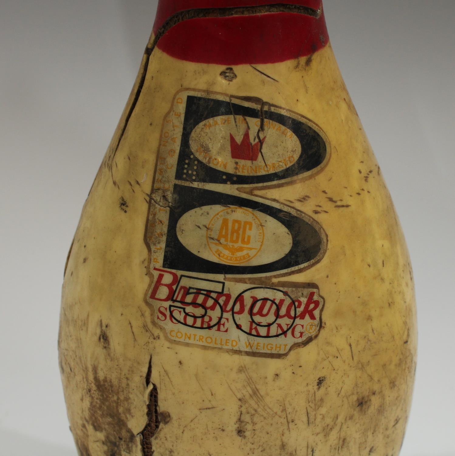 A set of eight vintage hardwood Brunswick bowling pins, 50 Score King, Nylon reinforced, - Image 3 of 7